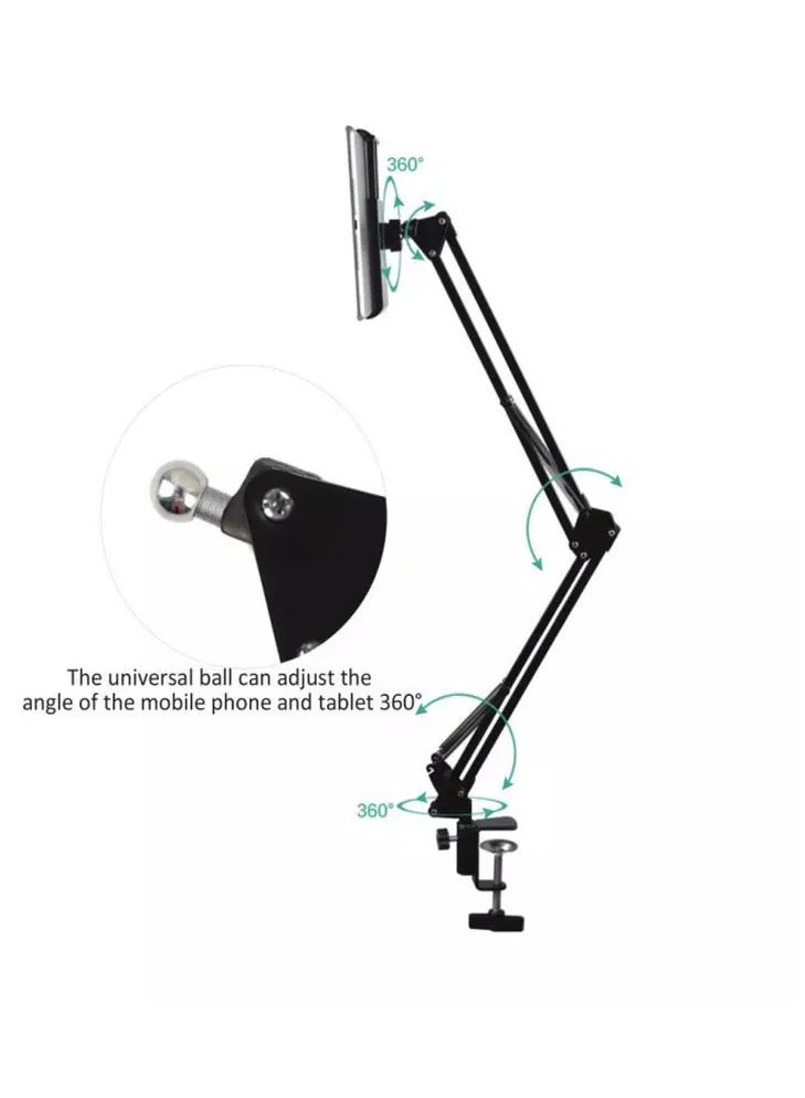 Tablet Stand 360 Adjustable iPad Stand Lazy Phone Holder iPad Holder Hands Free Flexible Tablet Holder Compatible with iPhone 15 Pro/Pro Max iPad Pro Mini iPad all 4-12.9\" Phones and Tablets Black  - Image 2