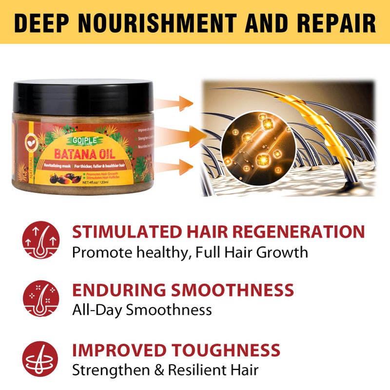 Goiple Raw Batana Oil for Hair Growth Bantana Natural Hair Growth Oil, Natural Chebe Hair Oil for Hair Growth Organic African Chebe Powder & Oil Moisturizer for Scalp, Hair Growth Oil Set for All Hair Types - Image 4