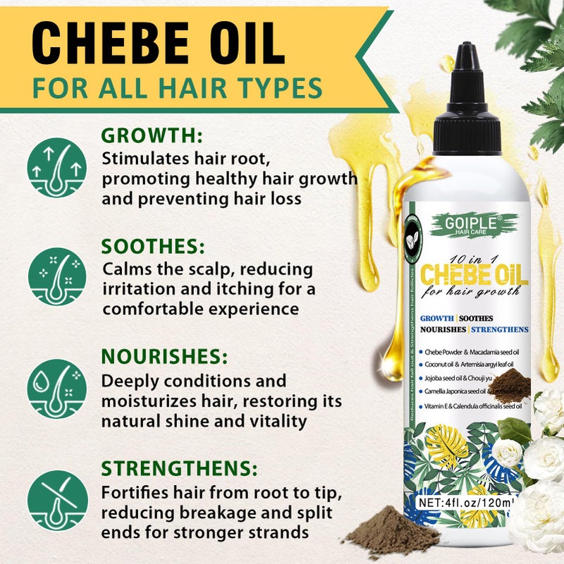 Goiple Raw Batana Oil for Hair Growth Bantana Natural Hair Growth Oil, Natural Chebe Hair Oil for Hair Growth Organic African Chebe Powder & Oil Moisturizer for Scalp, Hair Growth Oil Set for All Hair Types - Image 2