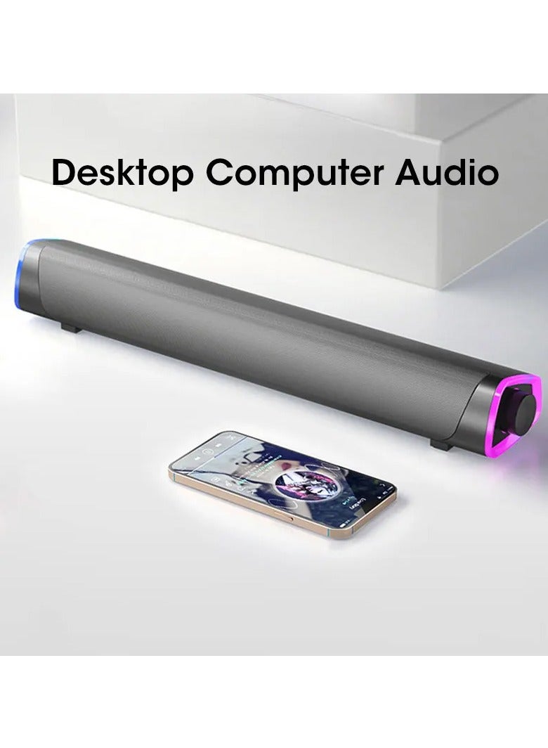 4D Computer Speaker Bar Stereo Sound Subwoofer Bluetooth Speaker For Macbook Laptop Notebook PC Music Player Wired Loudspeaker(Black) - Image 3