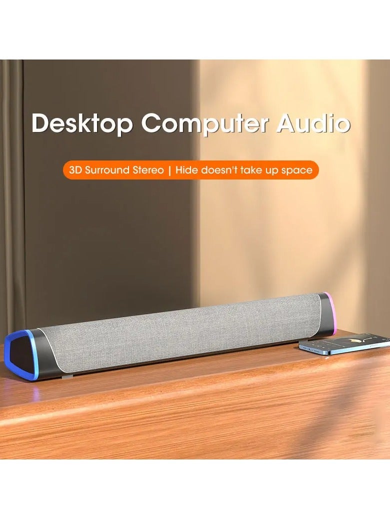 4D Computer Speaker Bar Stereo Sound Subwoofer Bluetooth Speaker For Macbook Laptop Notebook PC Music Player Wired Loudspeaker(Black) - Image 4