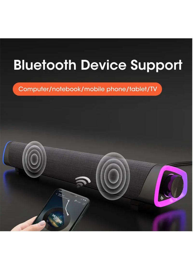 4D Computer Speaker Bar Stereo Sound Subwoofer Bluetooth Speaker For Macbook Laptop Notebook PC Music Player Wired Loudspeaker(Black) - Image 5