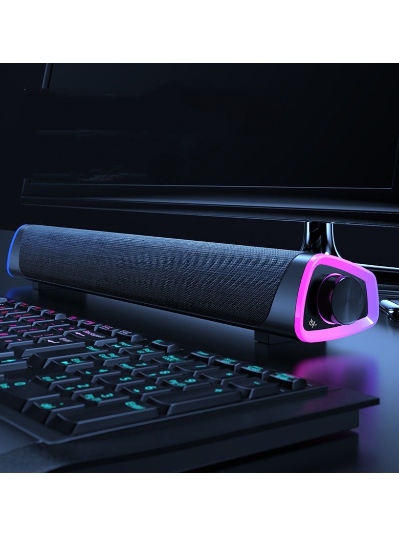 4D Computer Speaker Bar Stereo Sound Subwoofer Bluetooth Speaker For Macbook Laptop Notebook PC Music Player Wired Loudspeaker(Black) - Image 1