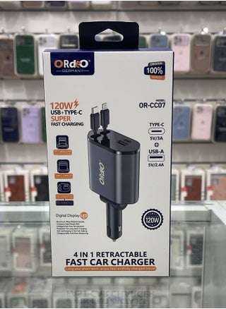 Car Charger Contains 2 charging cables 1 iPhone 1 Type C 1 USB port 1 Type C port 120 watts - pzsku/Z163457AAD2A6FC462FA5Z/45/_/1732780989/afd47568-f13e-47f0-9809-aa4a24752790