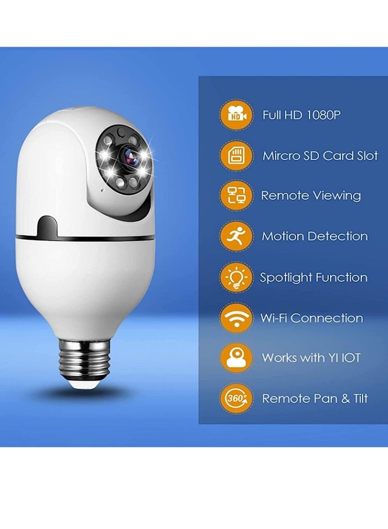 ELTRAZONE Pan Tilt Security Light Camera V380 130W dpi Smart Wireless WIFI Full Color Bulb Camera 2.4Ghz 360 Degree E27 Panoramic IP Camera - Image 2