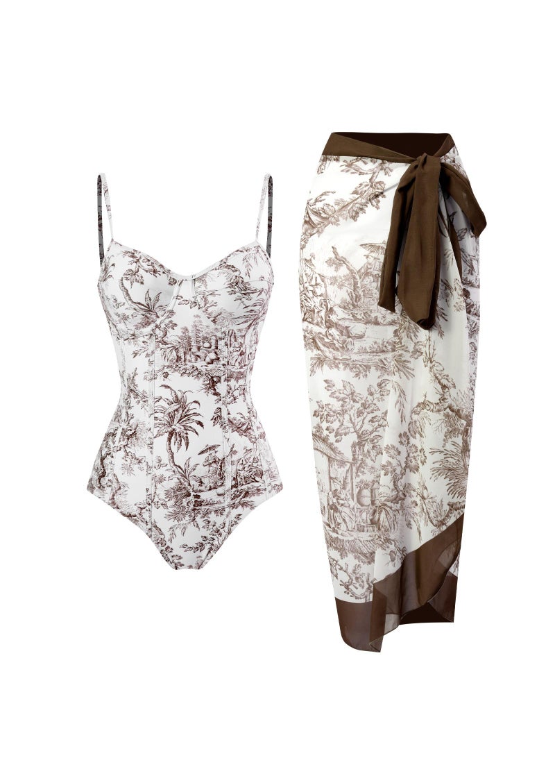 general Women's 2-Piece Swimsuit Chiffon Skirt Style Swimsuit Fashionable Swimsuit Birthday Gift Swimsuit Party Best Gift - Image 1