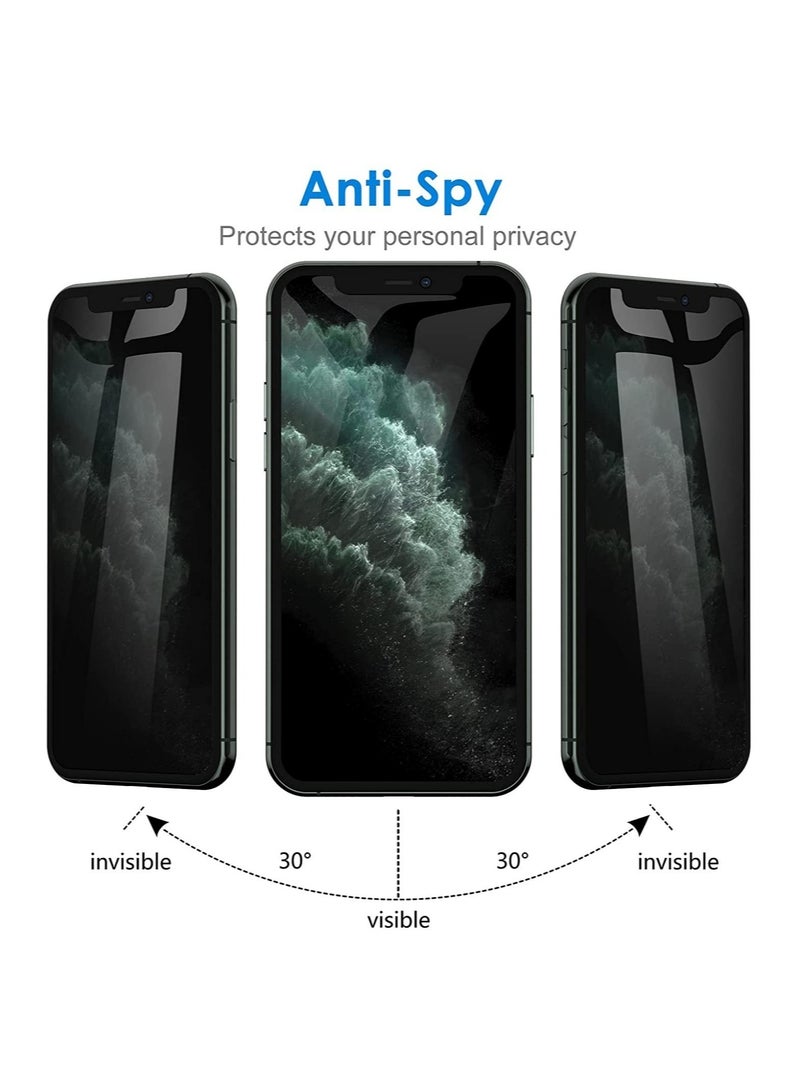 (2 قطعة) لهاتف iPhone 11 PRO MAX واقي شاشة من الزجاج المقوى للخصوصية ومضاد للخدش مع إطار محاذاة زجاج الكاميرا الخلفية خالٍ من الفقاعات ومقاوم للخدش - Image 3