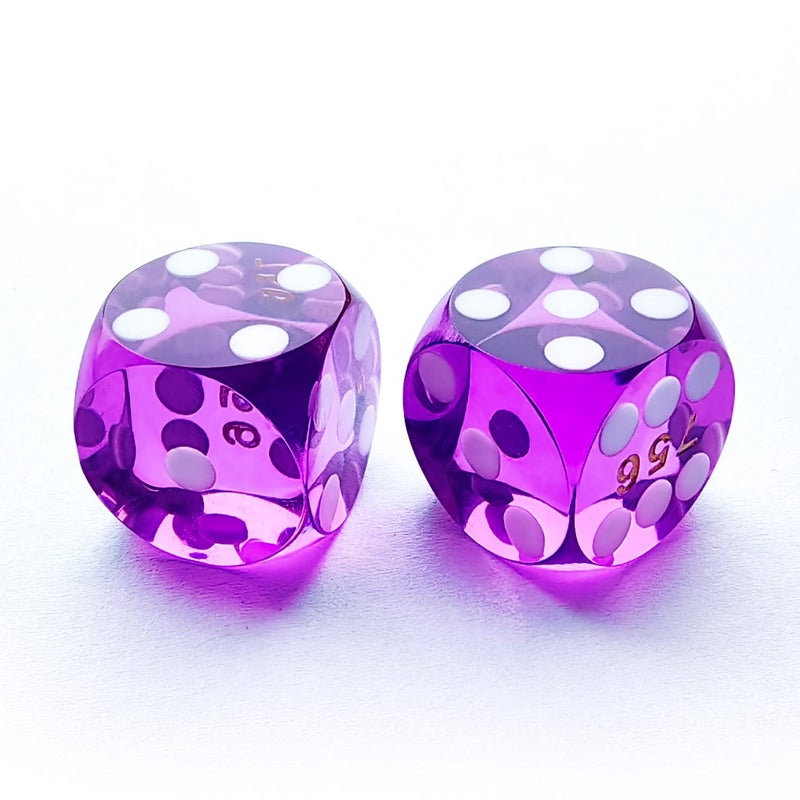 BESCON DICE Professional Precision Round Corner 9/16 Inch (14.3 mm) with Random Serial Number, Precision Cut 14.3 mm Gem Purple, Set of 2 - Image 2