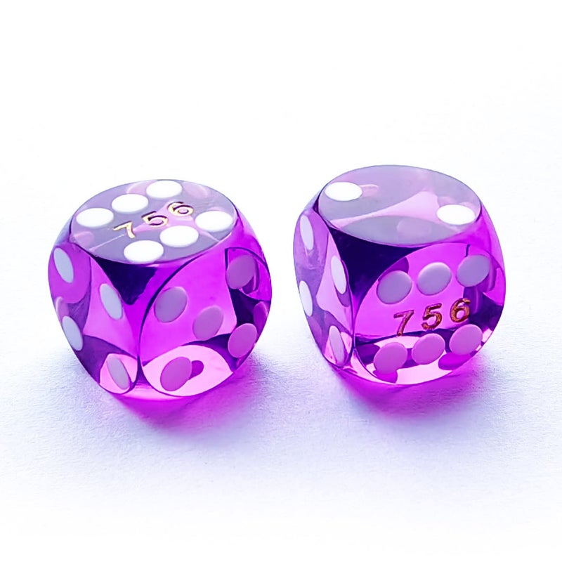 BESCON DICE Professional Precision Round Corner 9/16 Inch (14.3 mm) with Random Serial Number, Precision Cut 14.3 mm Gem Purple, Set of 2 - Image 1