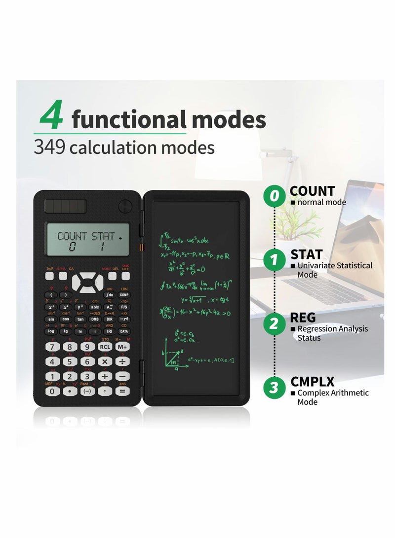 SYOSI Engineering Scientific Calculator with Writing Tablet Upgraded 991MS, with Solar Battery, 349 Functions, Professional Portable Foldable Calculator Notepad for Students Teacher Engineer - Image 3