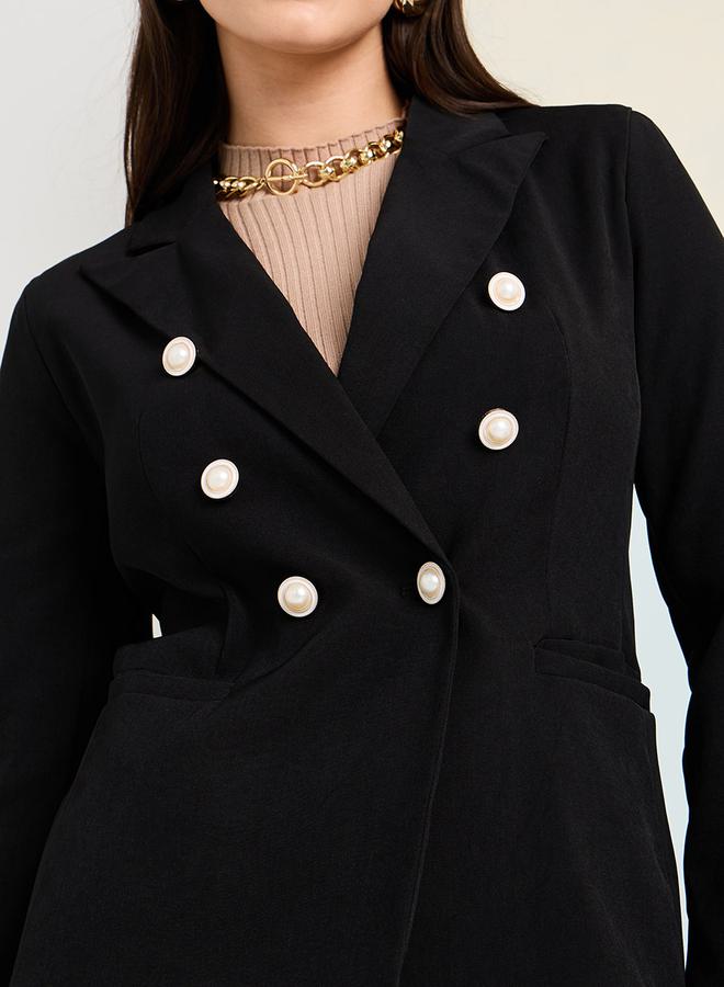Styli Regular Fit Button Detail Single Breasted Blazer  - Image 3