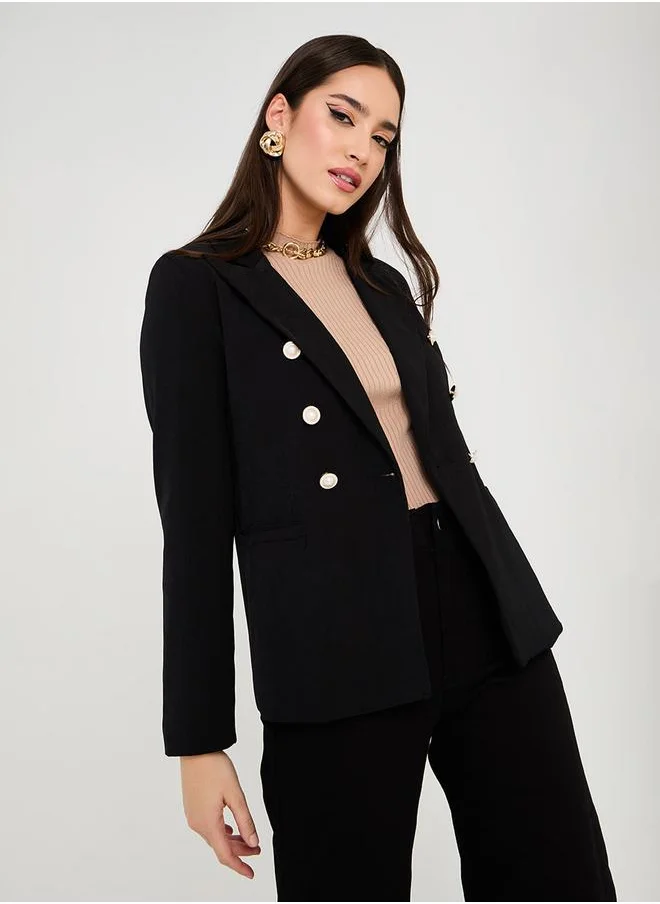 ستايلي Regular Fit Button Detail Single Breasted Blazer