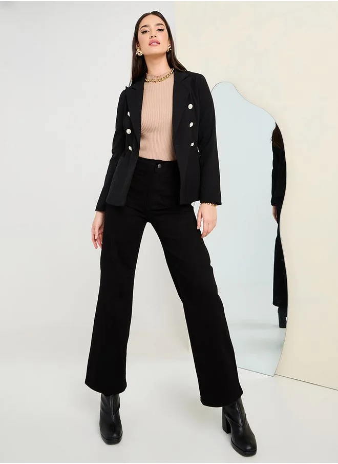 ستايلي Regular Fit Button Detail Single Breasted Blazer