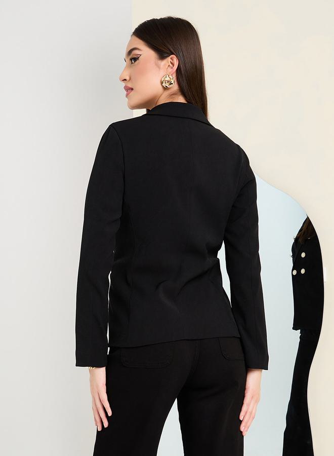 Styli Regular Fit Button Detail Single Breasted Blazer  - Image 4