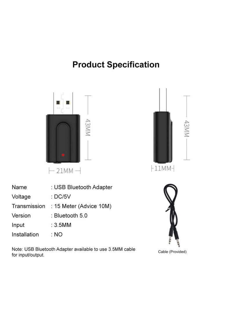 Generic - USB Bluetooth Adapter Dongle T10 50 Wireless Transmitter Receiver Compatible with Windows 10 8 7 XP Ideal for Headsets Speakers Keyboards and Mice - Image 1