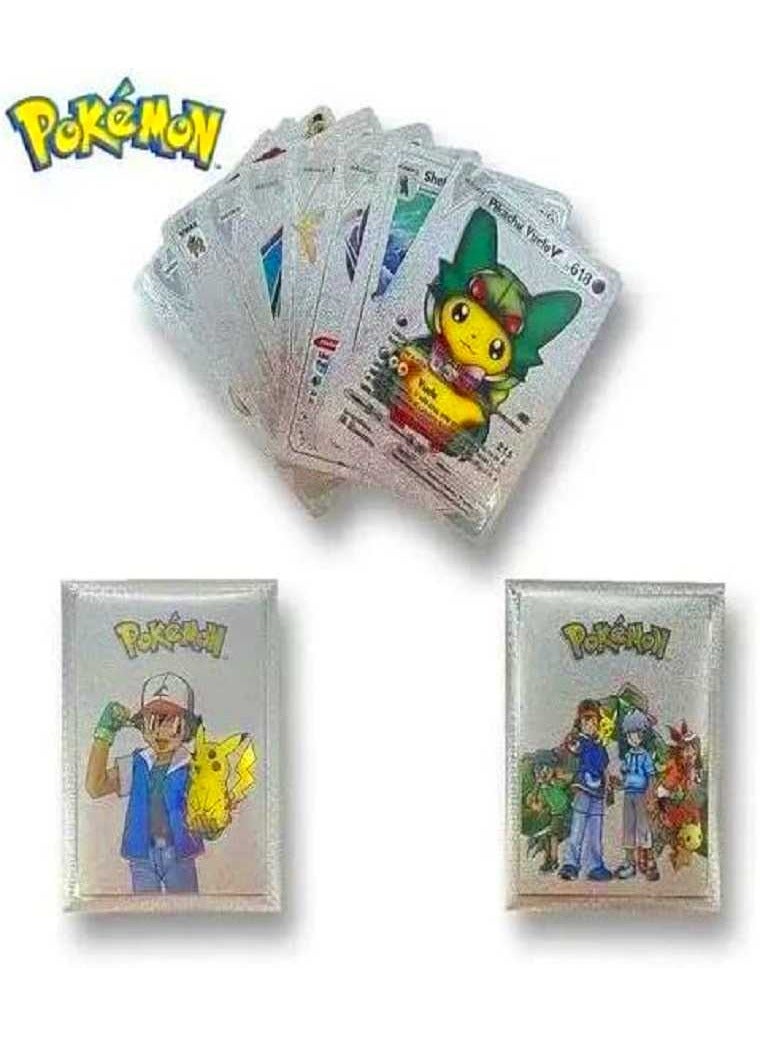 بوكيمون 10 بطاقات فضية  فويل متنوعة - في  ظرف - سلسلة V Vmax GX بطاقات نادرة وشائعة  (فضية) - Image 1
