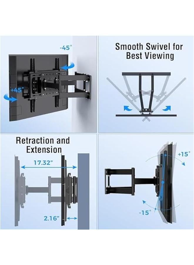 HOOKOR TV Wall Mount Swivel and Tilt for Most 40-80 inch Flat Screen/LED/4K TV, Full Motion TV Mount with Articulating 6 Arms, Max VESA 400X600 mm, Weight up to 50KG - Image 4