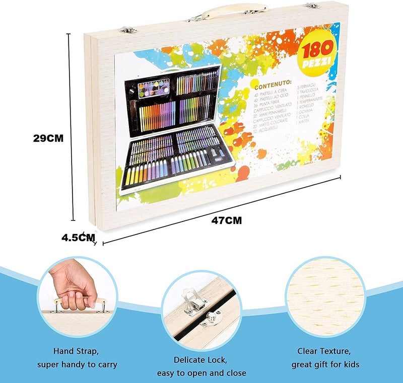 Karp Children Deluxe Art Drawing Set for Kids Case Art and Craft Supplies Drawing and Painting Set Great Gift (180Pcs - Multi) - Image 2