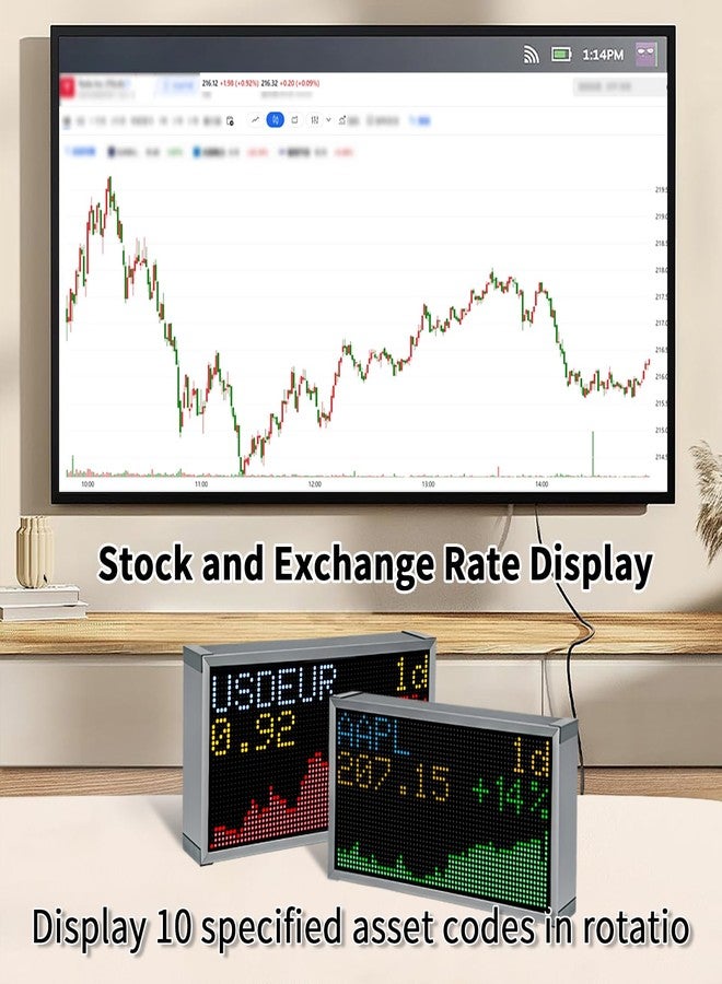 Vastarry Real-Time Crypto Ticker Bitcoin Stock Ticker Monitor Display Digital Clock Weather, Temperature, Humidity, 64 * 32 Pixel Screen - Image 2