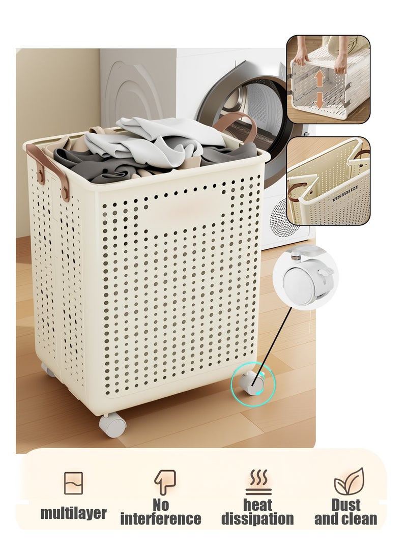 Foldable Laundry Basket with Wheels - Large Capacity Portable Hamper | Lightweight Collapsible Storage Bin, Space Saving for Home & Travel - Image 1