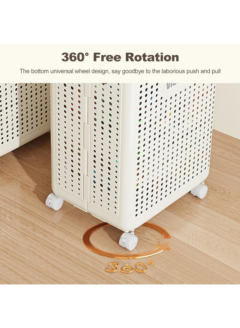Foldable Laundry Basket with Wheels - Large Capacity Portable Hamper | Lightweight Collapsible Storage Bin, Space Saving for Home & Travel - Image 4
