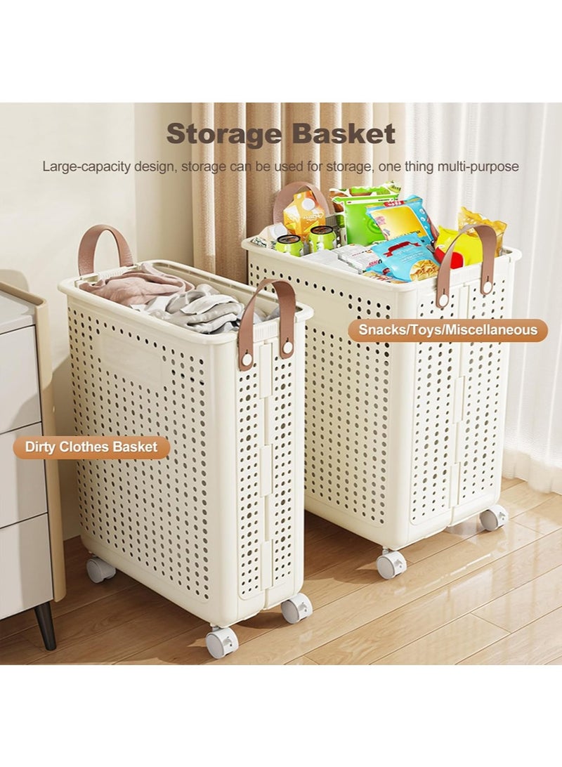 Foldable Laundry Basket with Wheels - Large Capacity Portable Hamper | Lightweight Collapsible Storage Bin, Space Saving for Home & Travel - Image 2