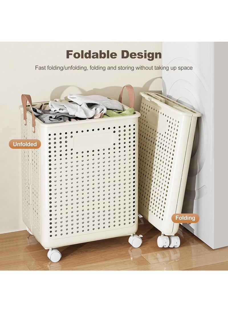 Foldable Laundry Basket with Wheels - Large Capacity Portable Hamper | Lightweight Collapsible Storage Bin, Space Saving for Home & Travel - Image 3