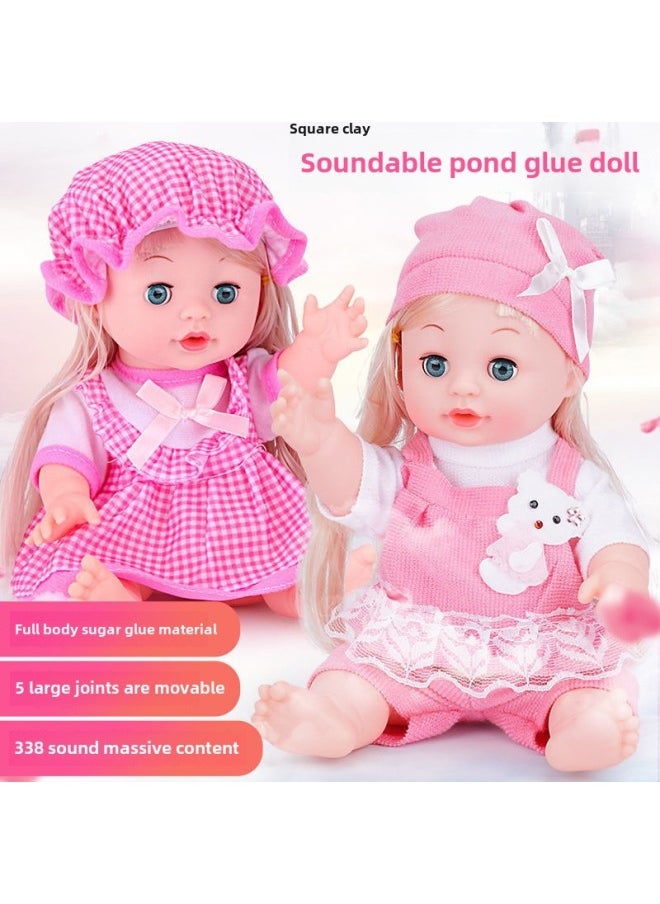 Generic - Intelligent Early Education Vocal Bath Soft Rubber Simulation Baby Cloth Doll Sleeping Doll Baby Soothing Girl Doll Toy-Color:Soft Plastic Doll Elephant (press 338 Sound Version)-Height:30cm-accessories 8-piece Set - Image 1