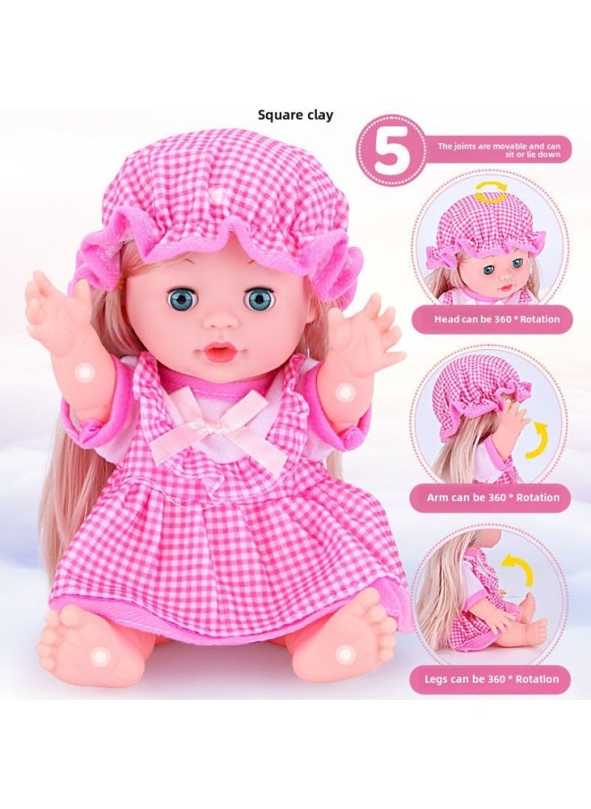 Generic - Intelligent Early Education Vocal Bath Soft Rubber Simulation Baby Cloth Doll Sleeping Doll Baby Soothing Girl Doll Toy-Color:Soft Plastic Doll Elephant (press 338 Sound Version)-Height:30cm-accessories 8-piece Set - Image 1