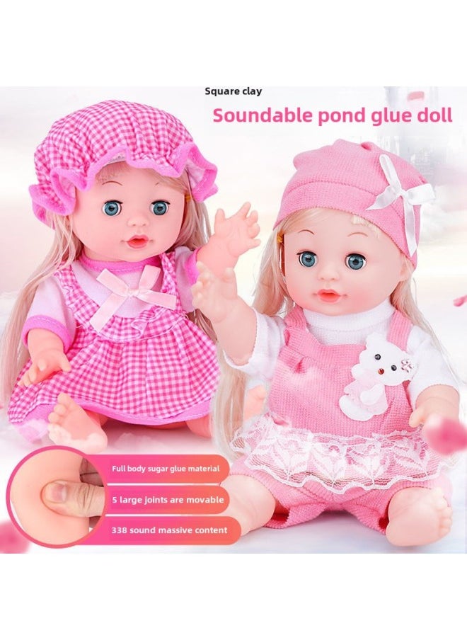 Generic - Intelligent Early Education Vocal Bath Soft Rubber Simulation Baby Cloth Doll Sleeping Doll Baby Soothing Girl Doll Toy-Color:Soft Plastic Doll Elephant (press 338 Sound Version)-Height:30cm-accessories 8-piece Set - Image 1