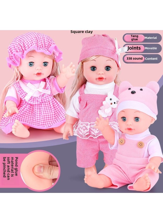 Generic - Intelligent Early Education Vocal Bath Soft Rubber Simulation Baby Cloth Doll Sleeping Doll Baby Soothing Girl Doll Toy-Color:Soft Plastic Doll Elephant (press 338 Sound Version)-Height:30cm-accessories 8-piece Set - Image 1