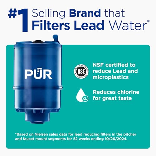 PUR Plus Vertical Faucet Mount Water Filtration System, Lead-Reducing Water Filter For Sink Faucet, Easy Install, 100 Gallons, Compatible with Sinks with External Aerators, Grey - Image 4