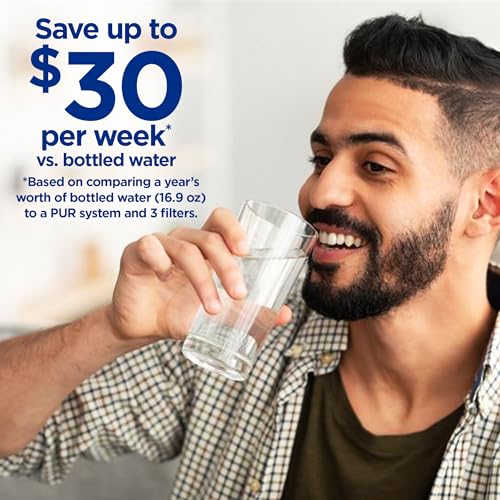 PUR Plus Vertical Faucet Mount Water Filtration System, Lead-Reducing Water Filter For Sink Faucet, Easy Install, 100 Gallons, Compatible with Sinks with External Aerators, Grey - Image 3