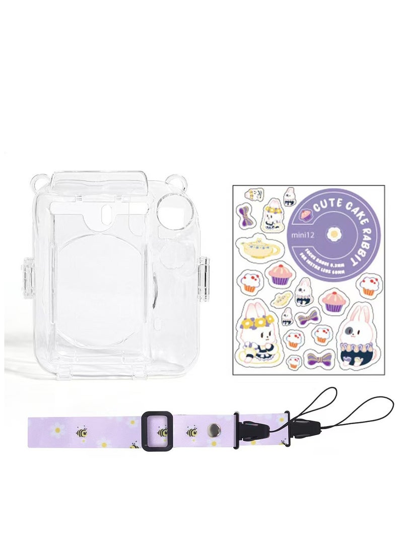Generic Clear Case Storage Case Compatible with Fujifilm Instax Mini 12 Instant Camera Accessories with Films Pocket Photo Holder，Sticker Decal and Adjustable Shoulder Strap  - Image 2