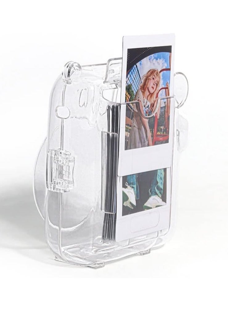 Clear Case Storage Case Compatible with Fujifilm Instax Mini 12 Instant Camera Accessories with Films Pocket Photo Holder，Sticker Decal and Adjustable Shoulder Strap
