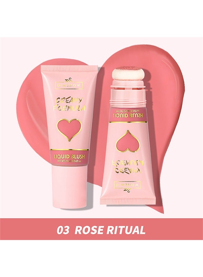 ديمشو تركيبة كريمية سسائلة ، رأس إسفنجي كبير الرأس ، ملمس بشرة مخملي ، شفاه وخدود للاستخدام المزدوج ، ترطيب ، سهل التلوين # 03 طقوس الورد - Image 2