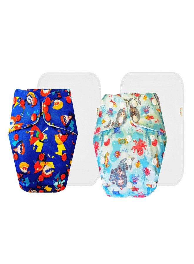 حفاضات دمبلدو القماشية الممتازة مع حشوة قطنية (عبوة من قطعتين) | ناعمة ولطيفة | وسادة ماصة بست طبقات | سهلة التنظيف | مثالية لفصل الصيف الهندي | من 3 أشهر إلى 3 سنوات | للجنسين