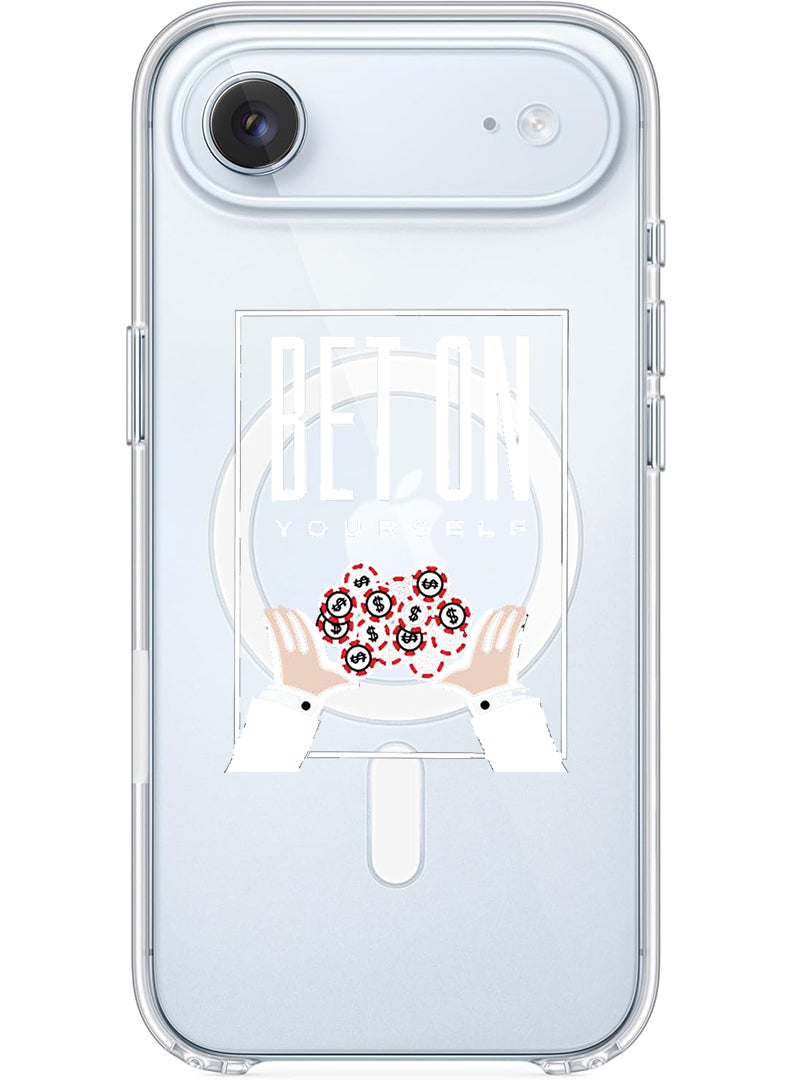 Theodor Magnetic Case for Apple iPhone 17 Air Compatible with MagSafe Wireless Charging, Shockproof Phone Bumper Cover - Bet on yourself - White - Image 1