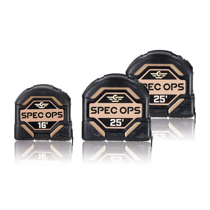 Spec Ops Tools 16Foot 2 25Foot Tape Measure Tool Set 1 DoubleSided Blade MilitaryGrade Composite Case 3 Donated to Veterans 3 Pack