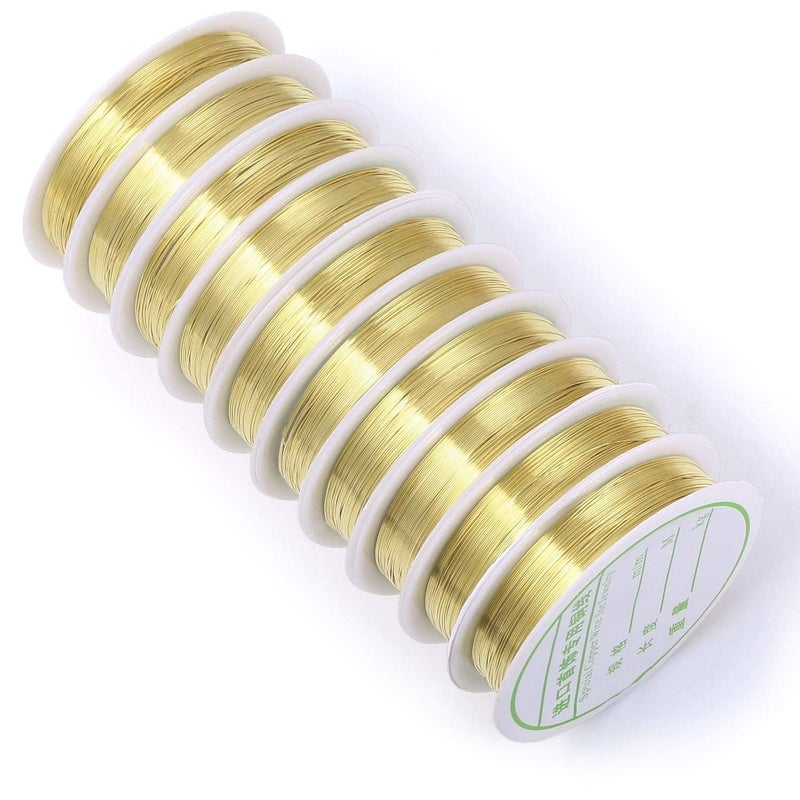 Prescent 05 MM Thick Thread Wire Each 10 Meters for Jewellery Makin Art and Craft DIY crafts Decoration and much more 10 Gold 05 MM