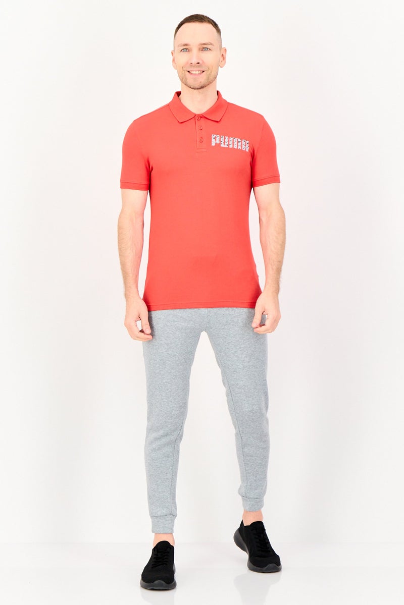 PUMA Men Slim Fit Brand Logo Short Sleeve Outdoor Polo Shirt, Red - Image 3