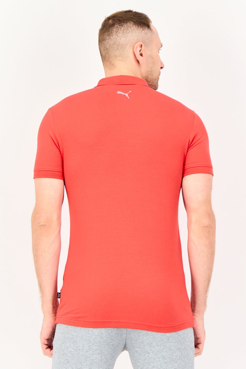 PUMA Men Slim Fit Brand Logo Short Sleeve Outdoor Polo Shirt, Red - Image 4