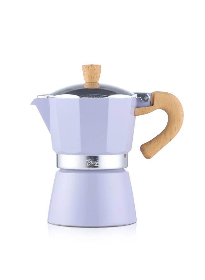 Bincoo Cute Espresso Maker Stovetop - Small Moka Pot 2 Espresso Cups/120ML,Espresso Pot Italian Coffee Maker for Home Camping Cafe Office (Purple) - Image 1