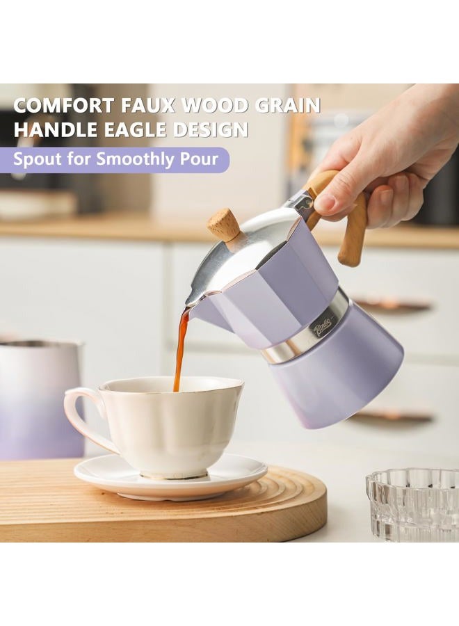 Bincoo Cute Espresso Maker Stovetop - Small Moka Pot 2 Espresso Cups/120ML,Espresso Pot Italian Coffee Maker for Home Camping Cafe Office (Purple) - Image 3