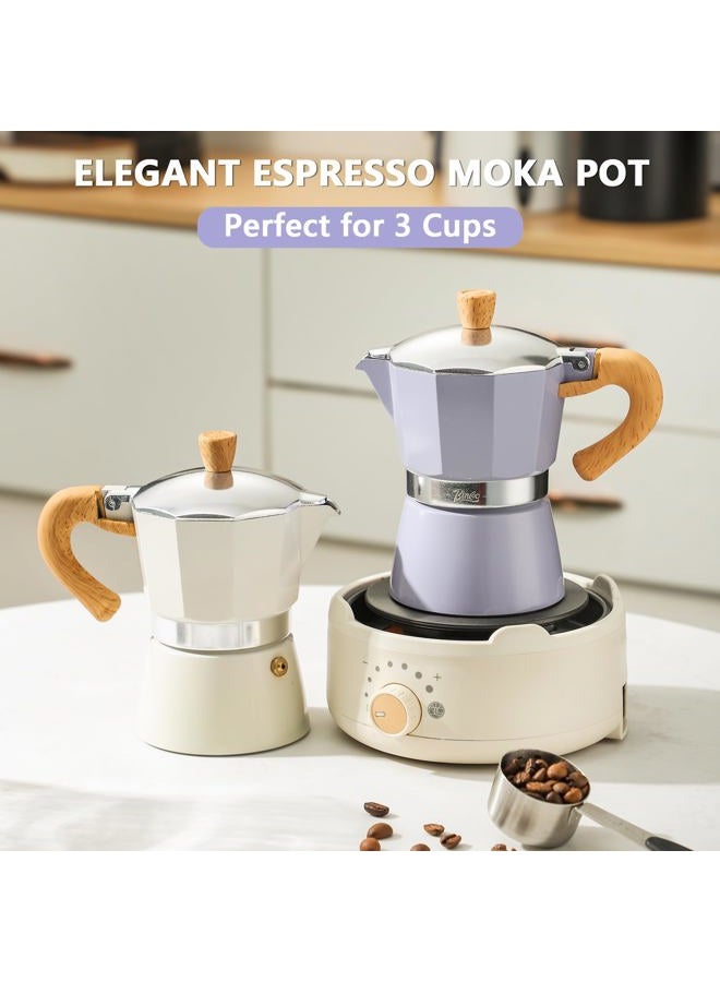 Bincoo Cute Espresso Maker Stovetop - Small Moka Pot 2 Espresso Cups/120ML,Espresso Pot Italian Coffee Maker for Home Camping Cafe Office (Purple) - Image 4
