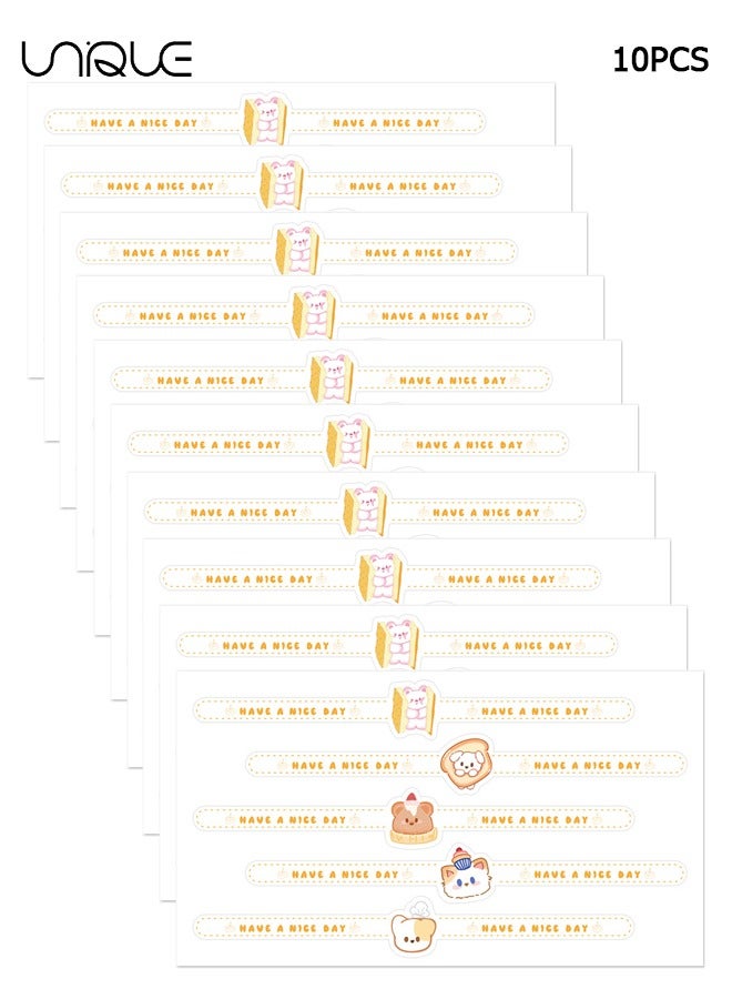Unique 10 Sheets Food Retail Packaging Seal Label - Cartoon Animal Strip Sticker - DIY Decorative Sticker Cake Box - for Artisan Bakery Craft Art and Other Decorative Labels - Image 1
