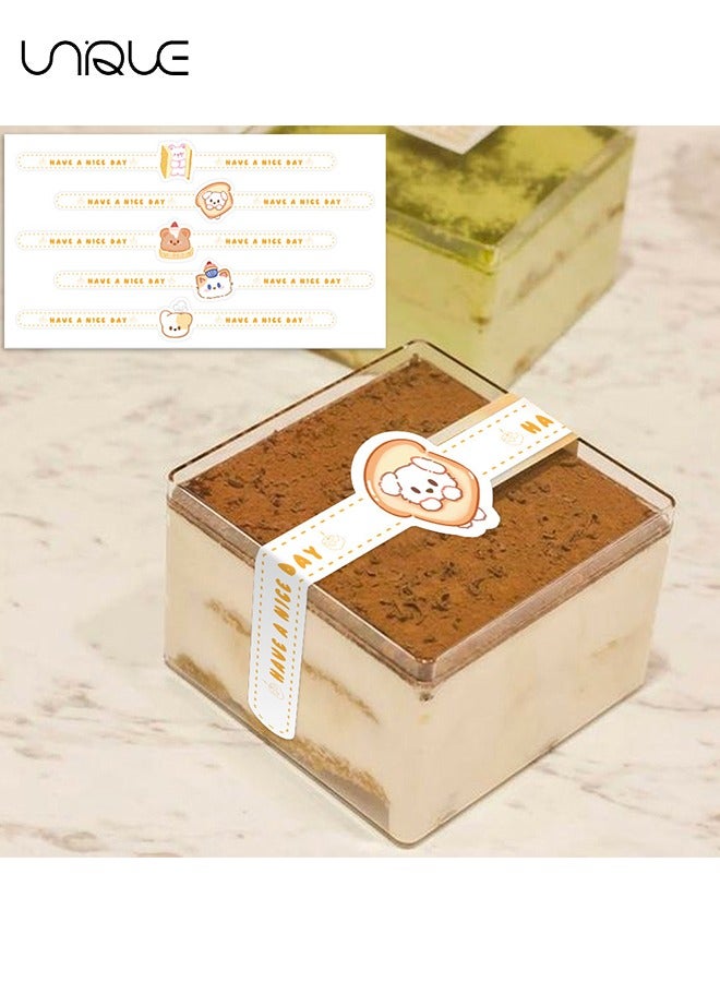 Unique 10 Sheets Food Retail Packaging Seal Label - Cartoon Animal Strip Sticker - DIY Decorative Sticker Cake Box - for Artisan Bakery Craft Art and Other Decorative Labels - Image 3