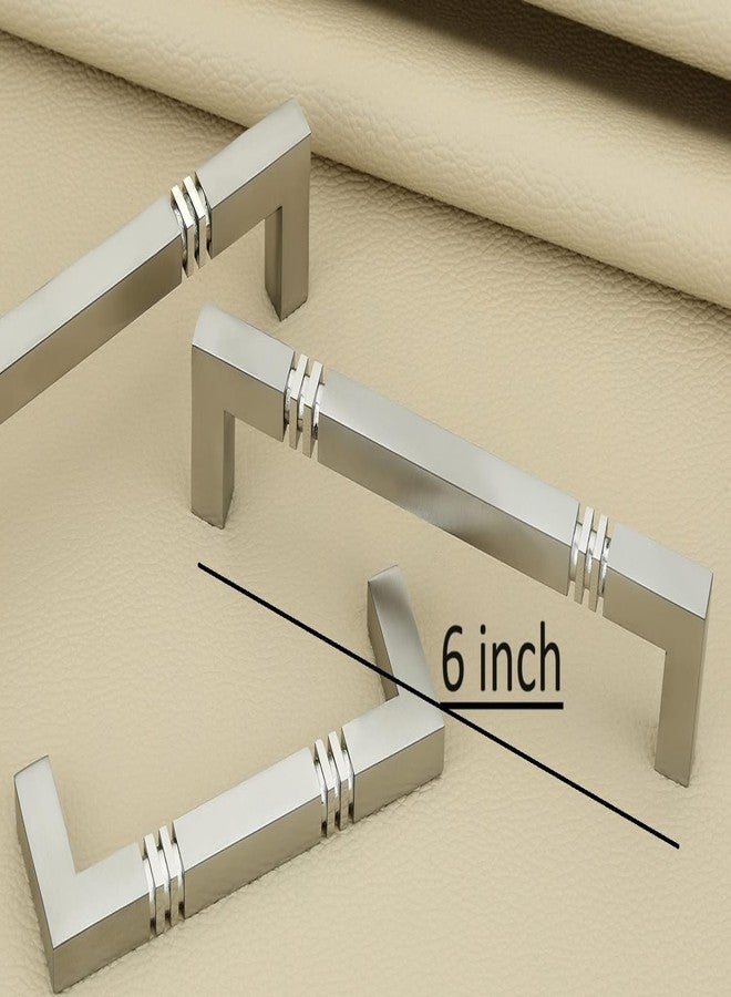 JWL Stainless Steel Square Drawer Cabinet Handles, Silver, 6 Inch - Pack of 4 Pcs, Matt Finish - Image 4