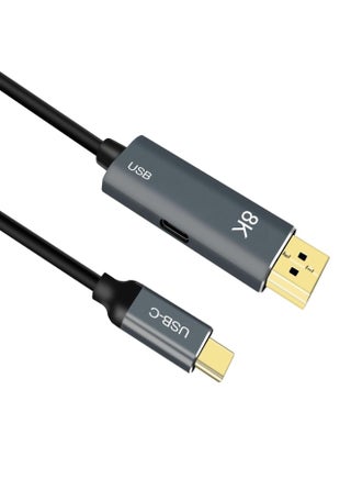كيبل USB-C إلى منفذ عرض بطول 2 متر مع شاحن سريع 100 واط – يدعم 8K عند 60Hz وثاندربولت 3/4 – متوافق مع اللابتوب والتابلت