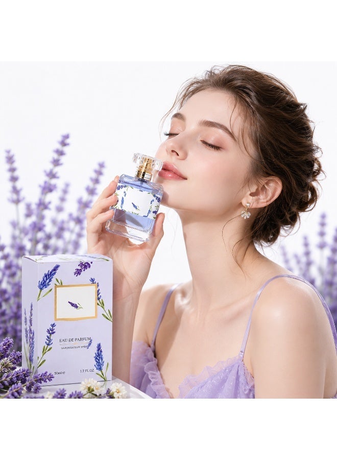 عطر نسائي فاخر برائحة اللافندر 50 مل – أو دو بارفان زهري منعش يدوم طويلاً للاستخدام اليومي والعمل والسفر والهدايا - Image 1